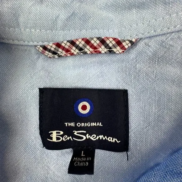 Ben Sherman Striped Lightweight Linen/Rayon Resort Button Down Shirt Men's L - Picture 4 of 6